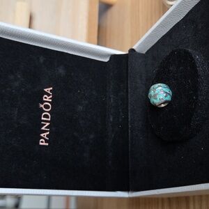 Pandora Sterling Silver and Pale Blue Enamel Winding Vines Charm Bead